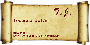 Todesco Jolán névjegykártya